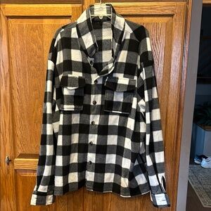 Black and White Plaid Button-Up Shirt